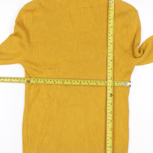 Marks and Spencer Women Orange UK 10 Cropped Rib Knit High Neck Top