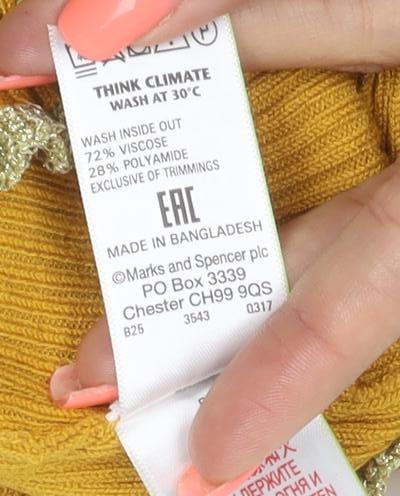 Marks and Spencer Women Orange UK 10 Cropped Rib Knit High Neck Top