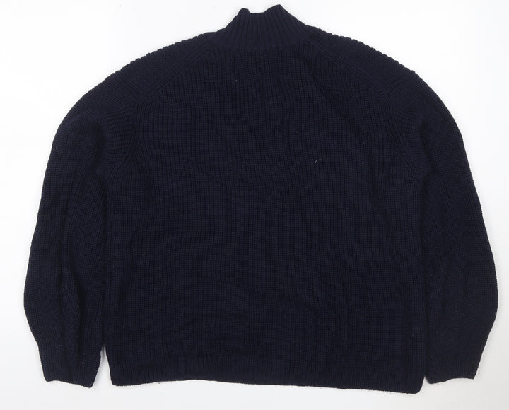 Autograph Women’s Navy Blue M Merino Wool Cable Knit Pullover Jumper