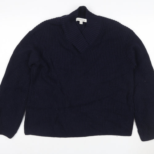 Autograph Women’s Navy Blue M Merino Wool Cable Knit Pullover Jumper
