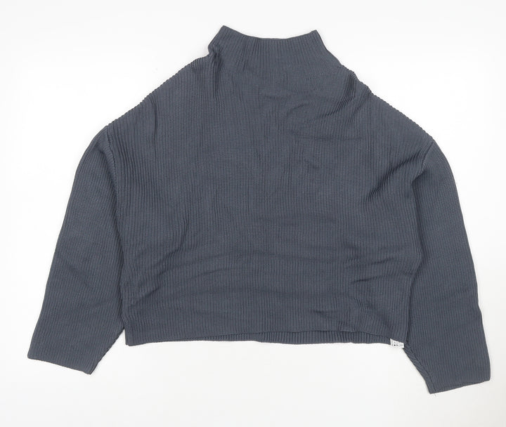 Zara Women Grey Roll Neck Knit Jumper Size S Long Sleeve