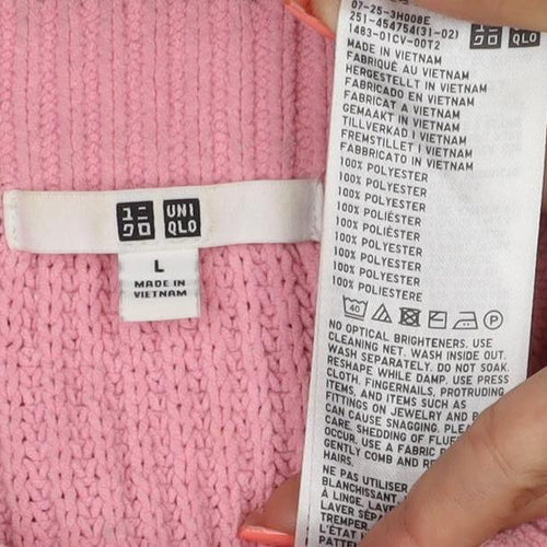 UNIQLO Women’s Pink L Ribbed Crew Neck Knit Pullover Jumper