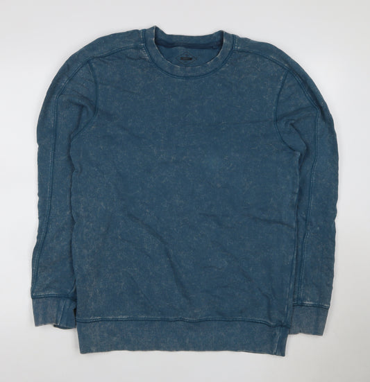 Next Men’s Blue Acid Wash Crew Neck Pullover Sweatshirt Size S