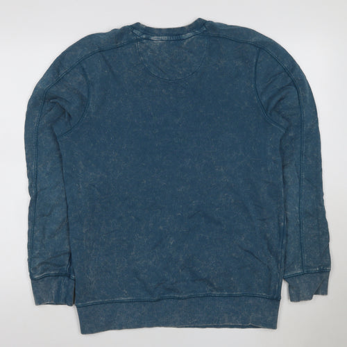 Next Men’s Blue Acid Wash Crew Neck Pullover Sweatshirt Size S