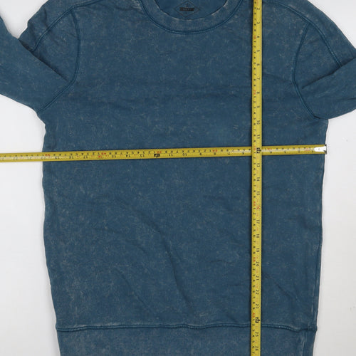 Next Men’s Blue Acid Wash Crew Neck Pullover Sweatshirt Size S