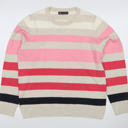 Marks and Spencer Women’s Multicoloured Striped Knit Jumper UK 14