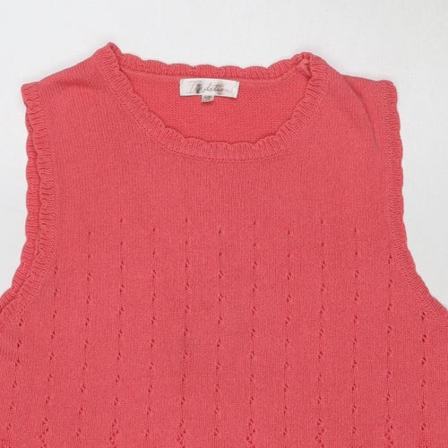 Tradition Women Pink L Pointelle Knit Short Sleeve Basic Top