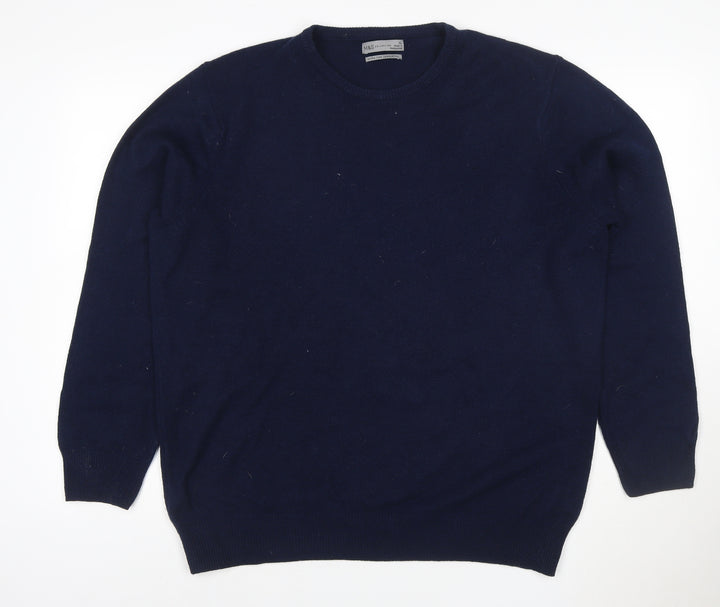 Marks and Spencer Men’s Blue XL Lambswool Crew Neck Pullover Jumper