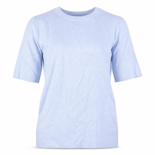 Marks and Spencer Women Blue M Ribbed Stretch Jersey T-Shirt