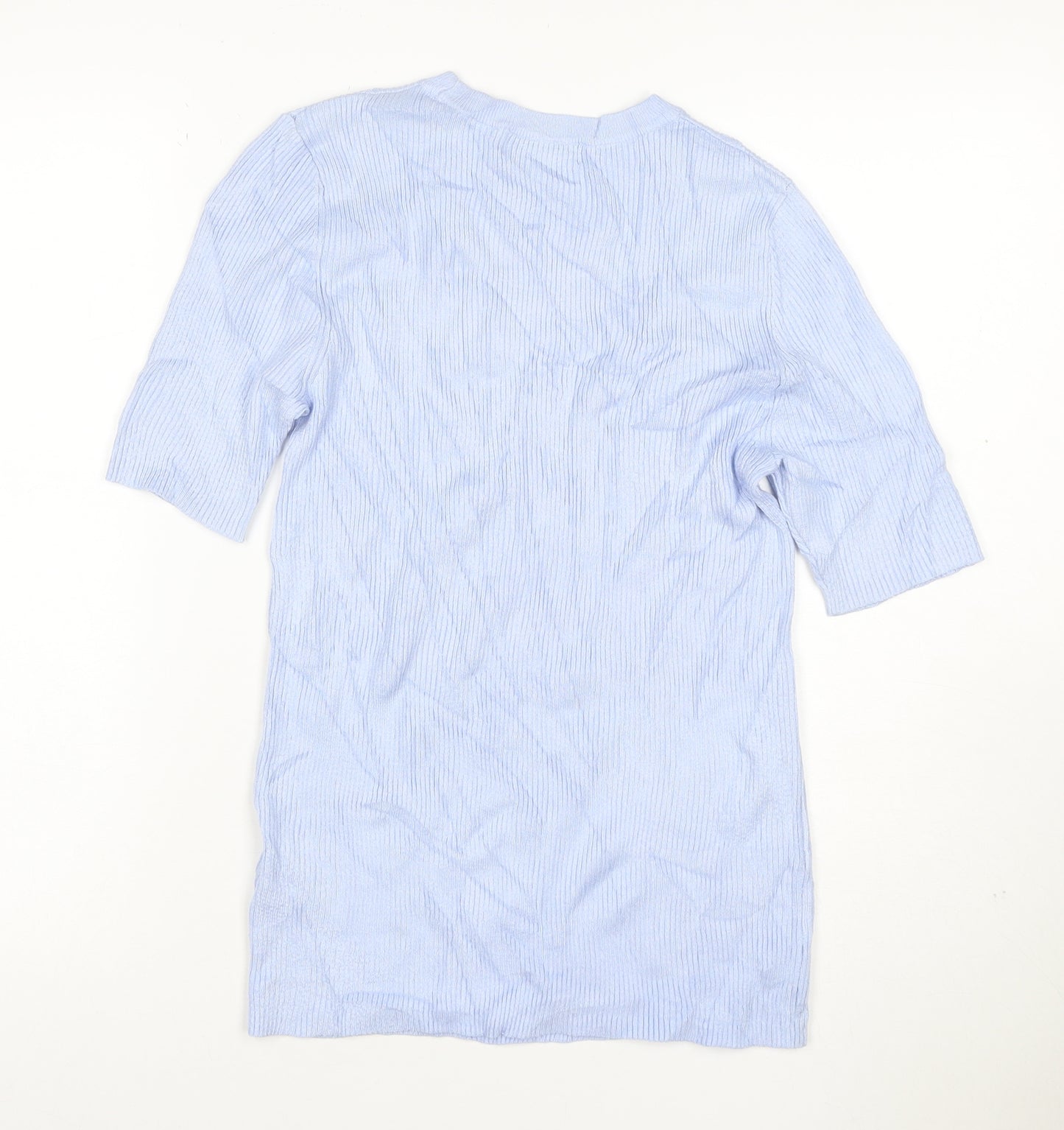 Marks and Spencer Women Blue M Ribbed Stretch Jersey T-Shirt