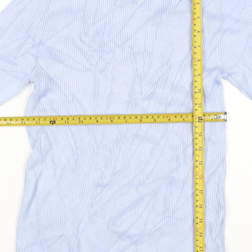 Marks and Spencer Women Blue M Ribbed Stretch Jersey T-Shirt