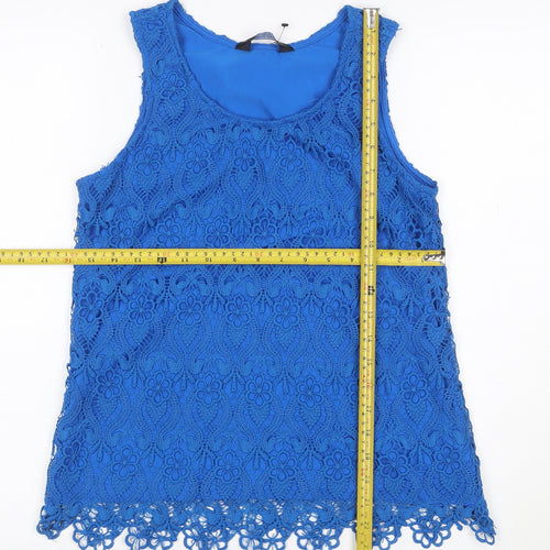 Dorothy Perkins Women Blue UK 10 Floral Lace Lined Camisole Tank Top
