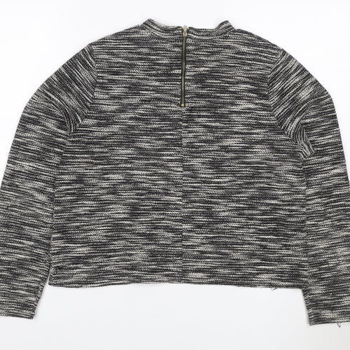 H&M Women’s Black White Cropped Knit Half Zip Top Size M