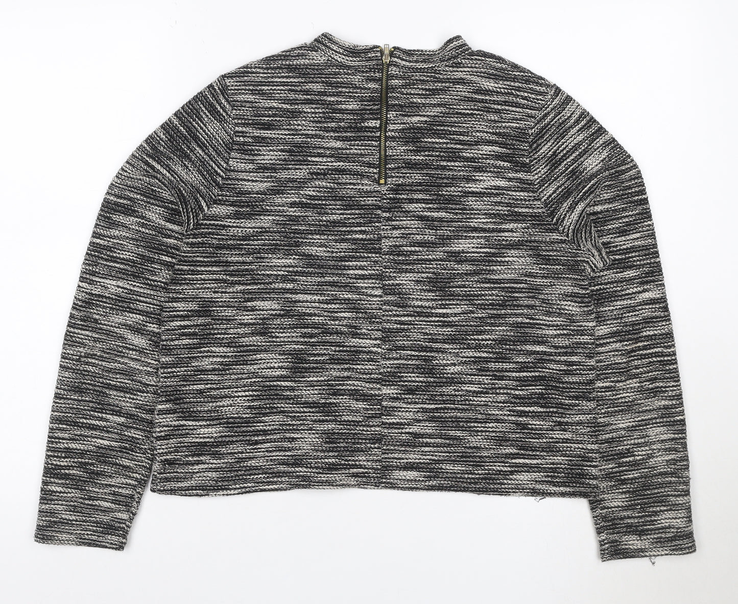 H&M Women’s Black White Cropped Knit Half Zip Top Size M