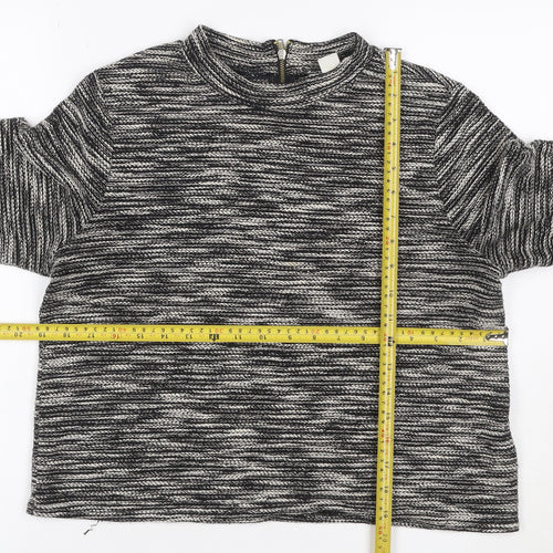 H&M Women’s Black White Cropped Knit Half Zip Top Size M