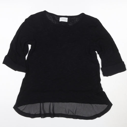 Savida Women Black UK 8 Tunic Blouse 3/4 Sleeve Sheer Hem
