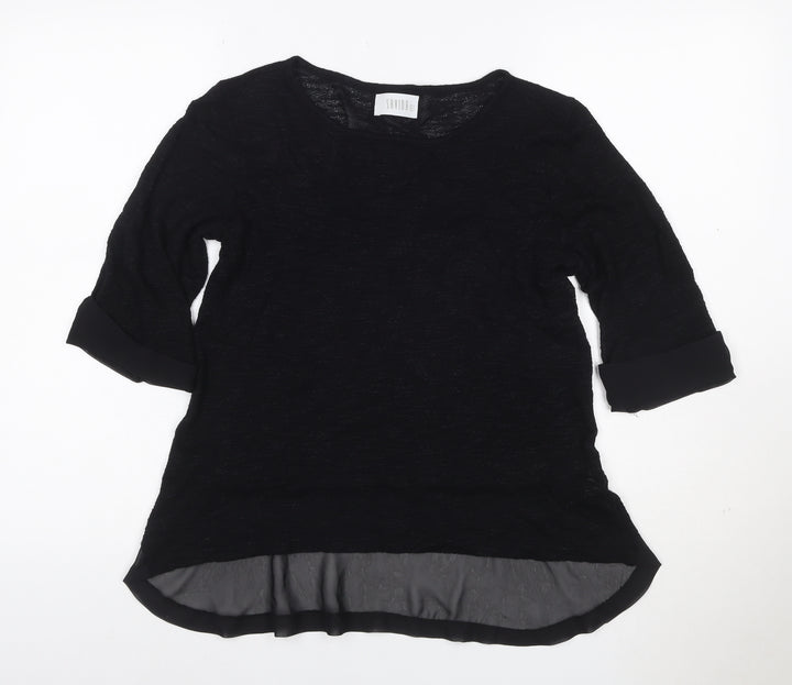 Savida Women Black UK 8 Tunic Blouse 3/4 Sleeve Sheer Hem