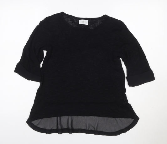 Savida Women Black UK 8 Tunic Blouse 3/4 Sleeve Sheer Hem