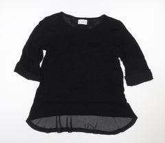 Savida Women Black UK 8 Tunic Blouse 3/4 Sleeve Sheer Hem