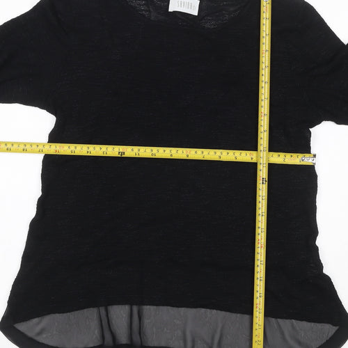 Savida Women Black UK 8 Tunic Blouse 3/4 Sleeve Sheer Hem
