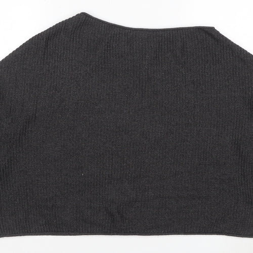 Pull&Bear Women’s Grey Ribbed Knit Balloon Sleeve Jumper Size M