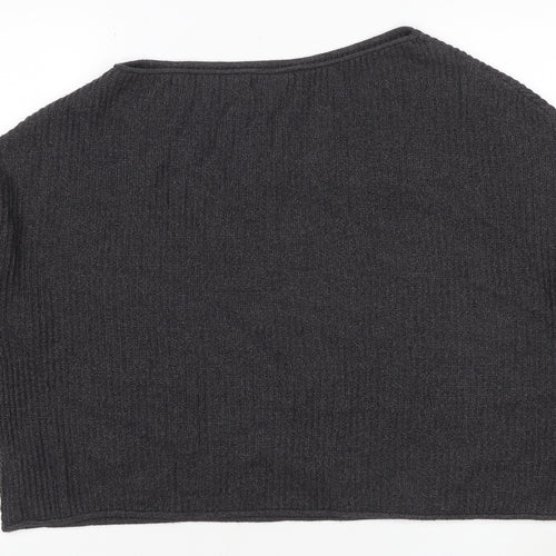 Pull&Bear Women’s Grey Ribbed Knit Balloon Sleeve Jumper Size M