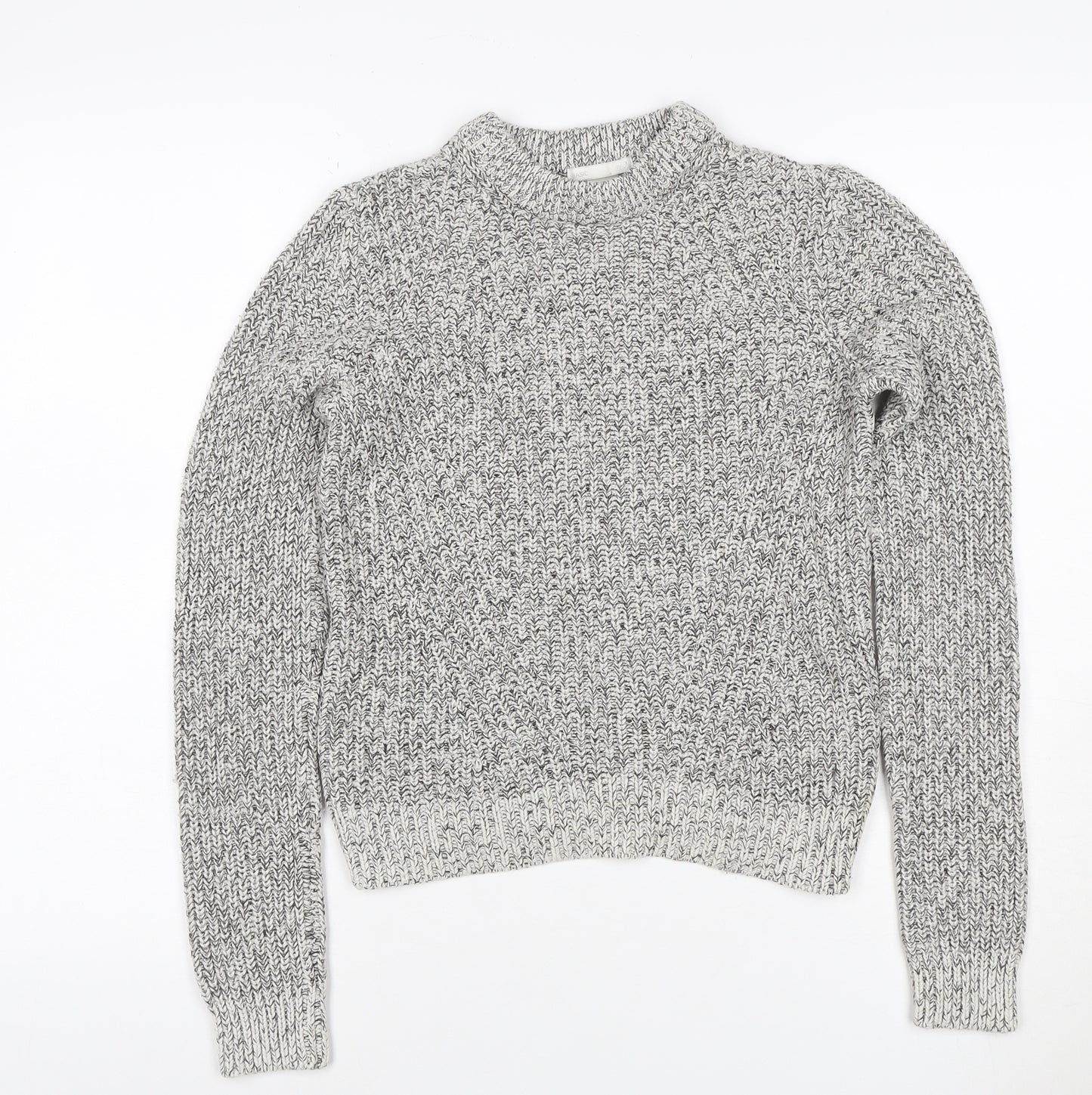 H&M Women’s Grey Marl XS Chunky Knit Roll Neck Pullover Jumper
