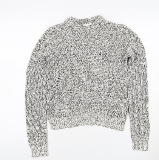 H&M Women’s Grey Marl XS Chunky Knit Roll Neck Pullover Jumper