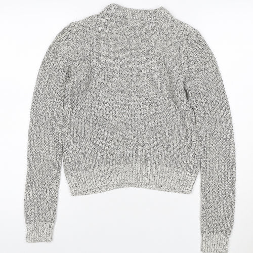 H&M Women’s Grey Marl XS Chunky Knit Roll Neck Pullover Jumper