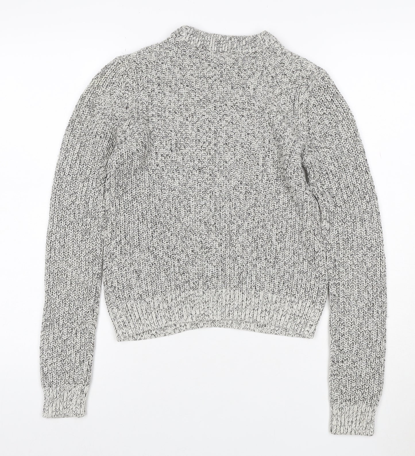 H&M Women’s Grey Marl XS Chunky Knit Roll Neck Pullover Jumper