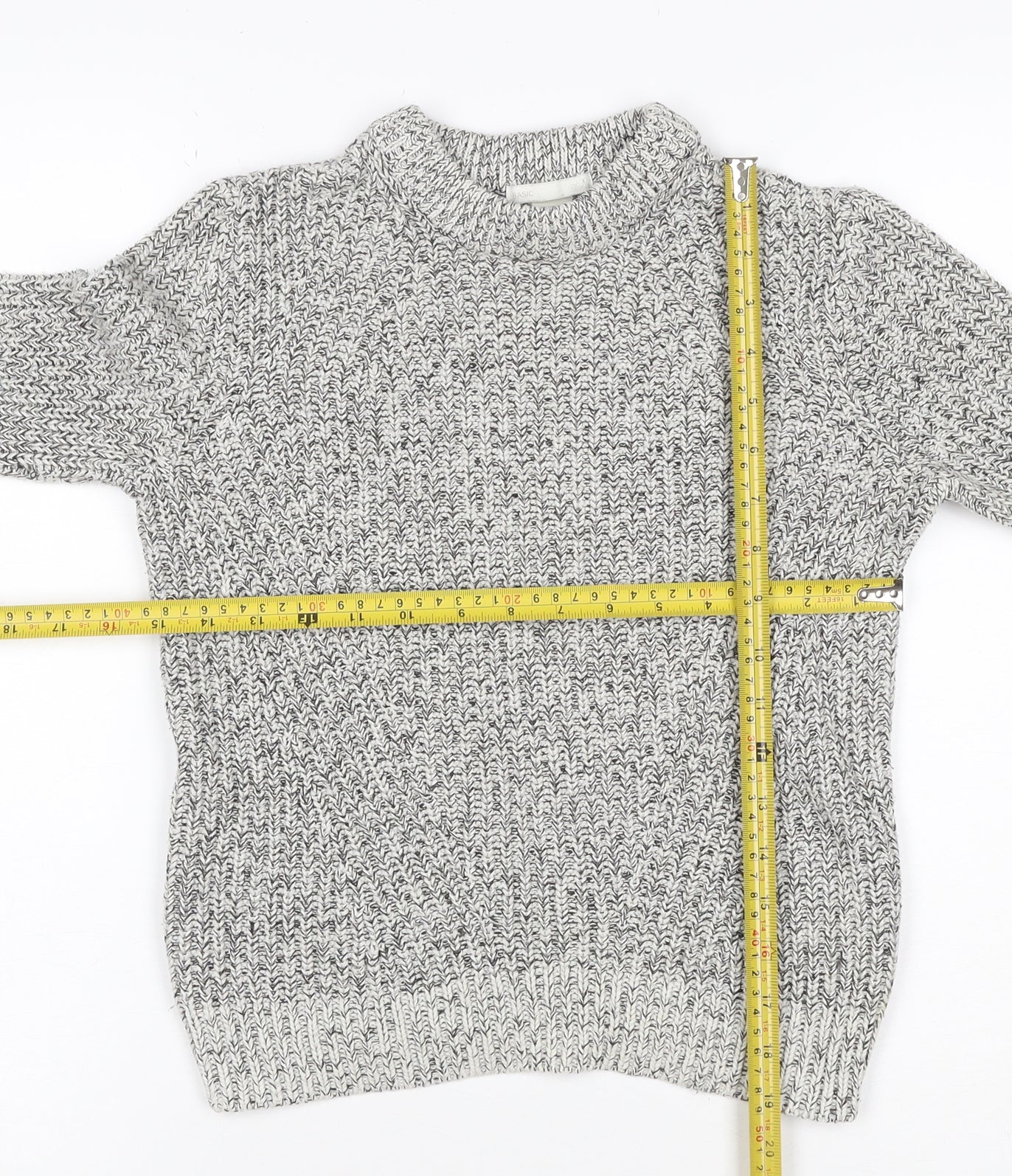 H&M Women’s Grey Marl XS Chunky Knit Roll Neck Pullover Jumper