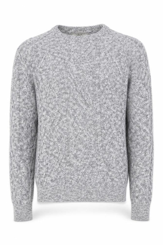 Zara Man Grey S Cable Knit Cotton Crew Neck Pullover Jumper
