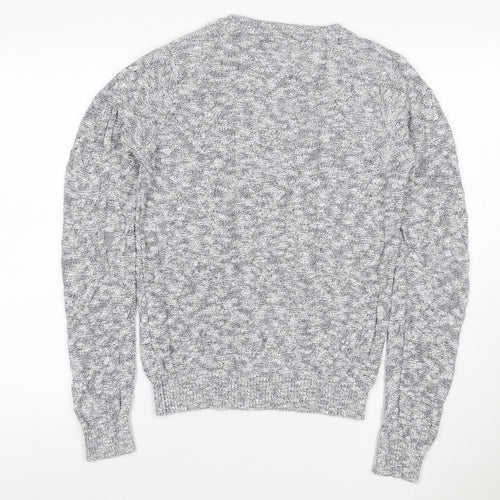 Zara Man Grey S Cable Knit Cotton Crew Neck Pullover Jumper