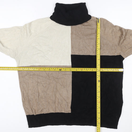 Et Vous Women’s Multicoloured Colour Block Roll Neck Jumper UK 14
