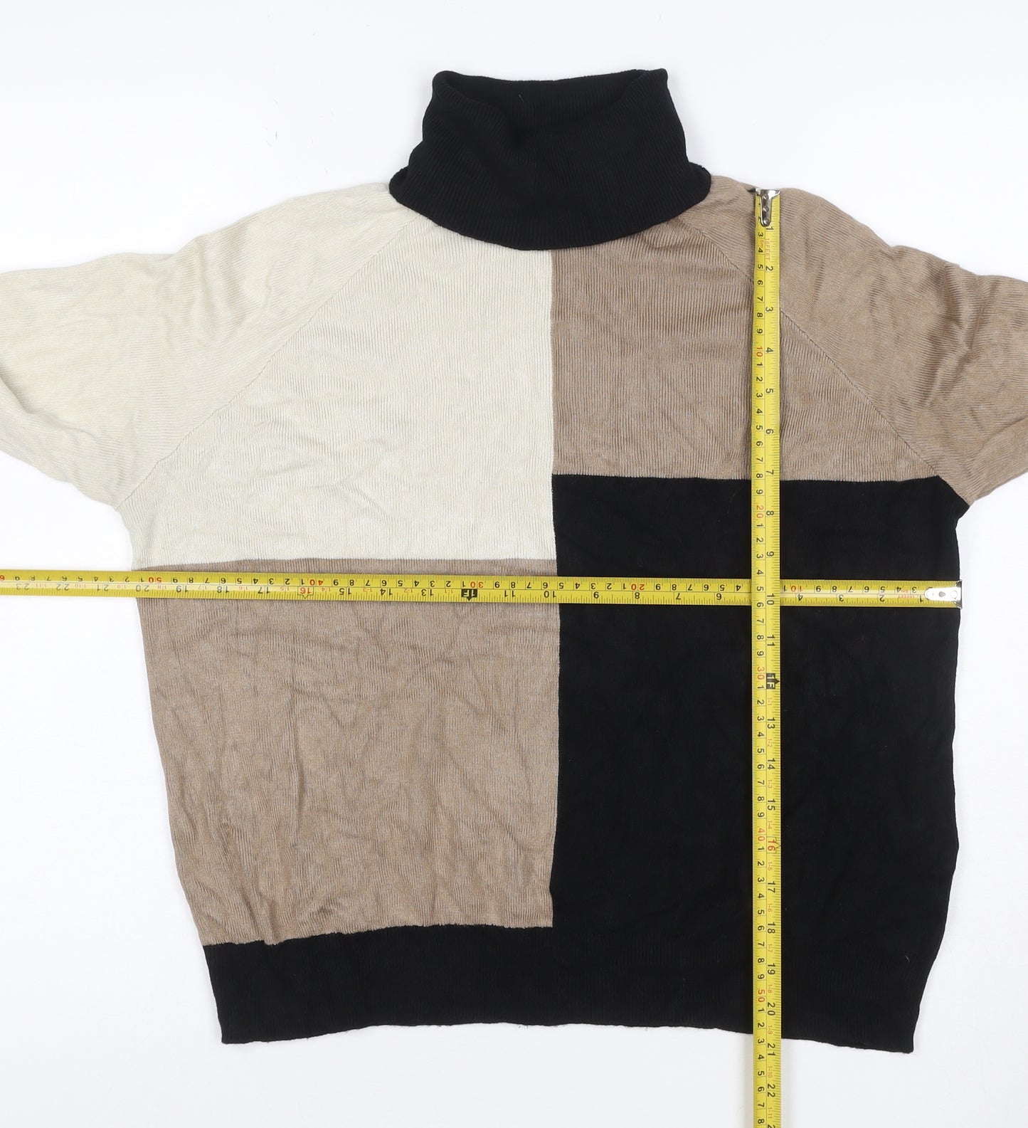 Et Vous Women’s Multicoloured Colour Block Roll Neck Jumper UK 14