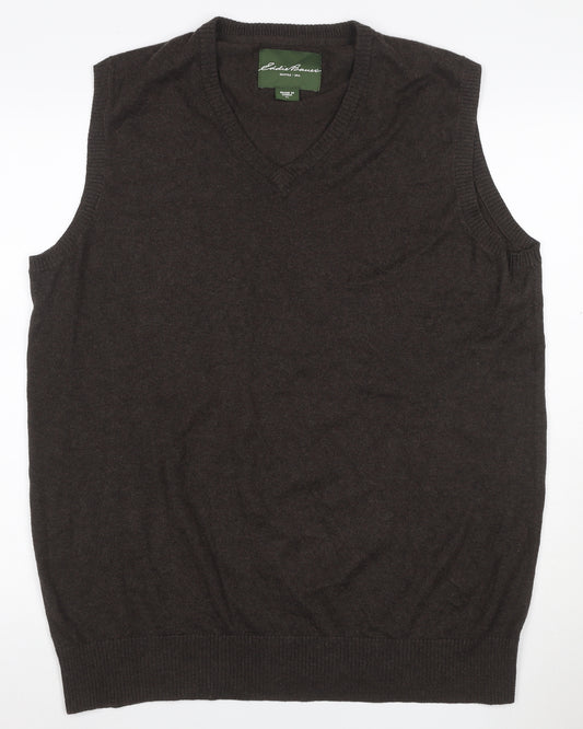 Eddie Bauer Men’s Brown L Tall Cashmere Cotton V-Neck Knit Vest