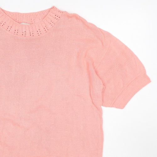 Separate Scene Women’s Pink L Short Sleeve Knit Pullover Jumper