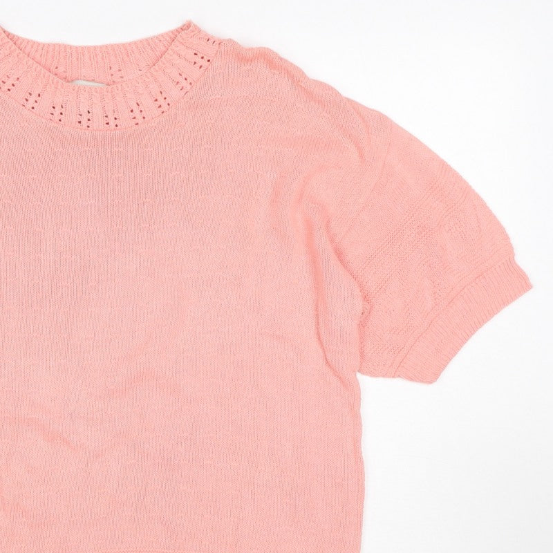 Separate Scene Women’s Pink L Short Sleeve Knit Pullover Jumper