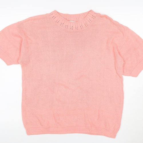 Separate Scene Women’s Pink L Short Sleeve Knit Pullover Jumper