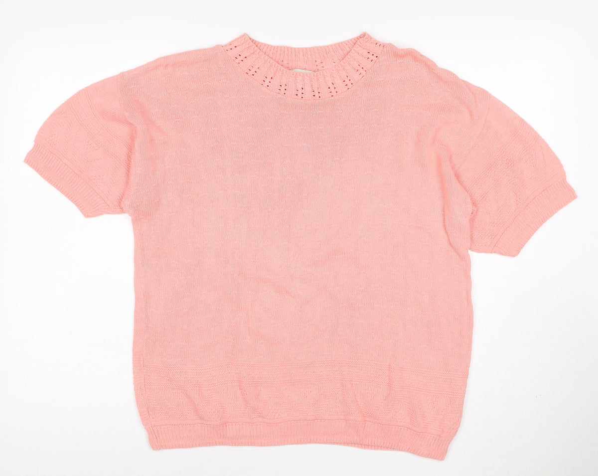 Separate Scene Women’s Pink L Short Sleeve Knit Pullover Jumper