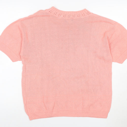 Separate Scene Women’s Pink L Short Sleeve Knit Pullover Jumper