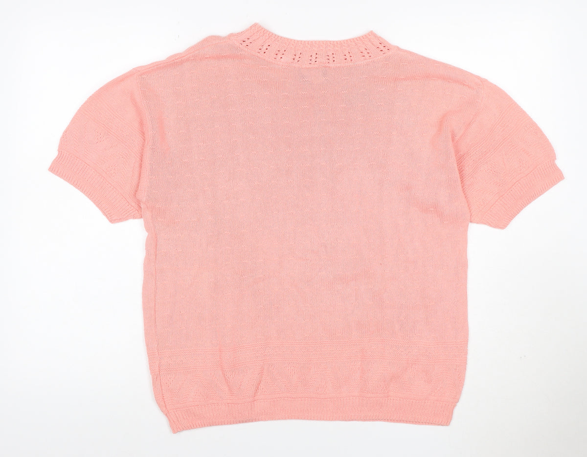 Separate Scene Women’s Pink L Short Sleeve Knit Pullover Jumper