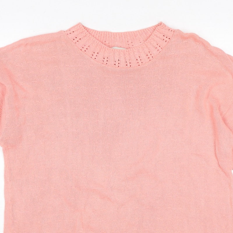 Separate Scene Women’s Pink L Short Sleeve Knit Pullover Jumper