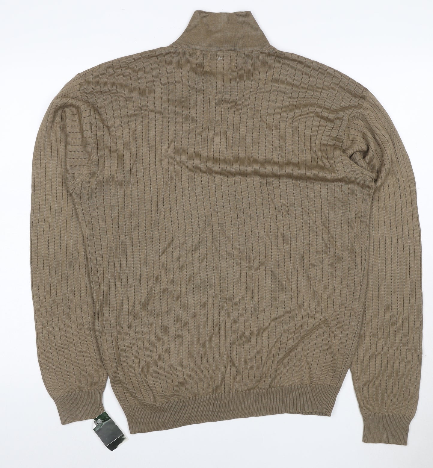 Elliott Men’s Brown M Collared Henley Knit Jumper Long Sleeve