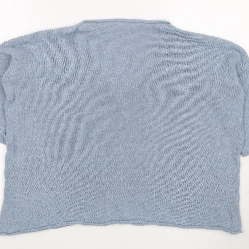 PIA Women’s Blue XS Cable Knit V-Neck Short Sleeve Pullover Jumper