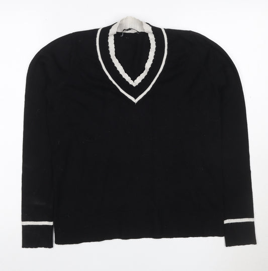Next Women’s Black & White V-Neck Knit Jumper UK 8 Long Sleeve