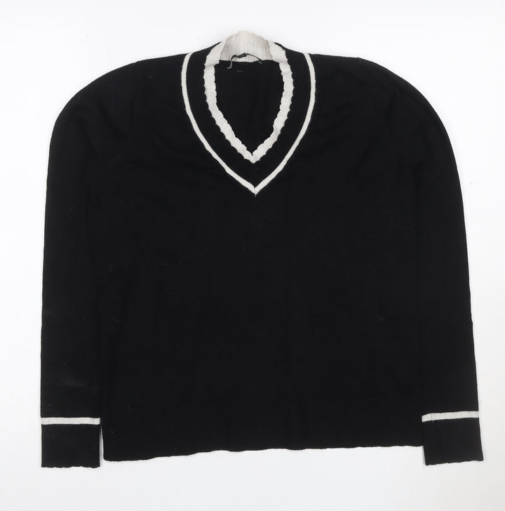 Next Women’s Black & White V-Neck Knit Jumper UK 8 Long Sleeve