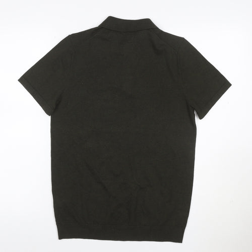 Marks and Spencer Men’s Black Cotton Rich Knit Polo Shirt Size S