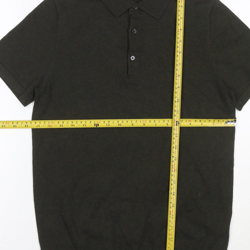 Marks and Spencer Men’s Black Cotton Rich Knit Polo Shirt Size S