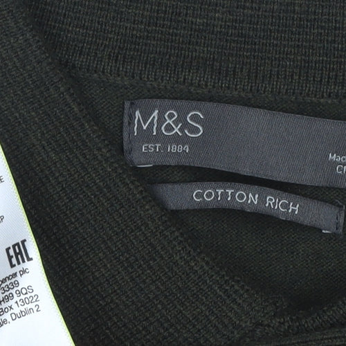 Marks and Spencer Men’s Black Cotton Rich Knit Polo Shirt Size S
